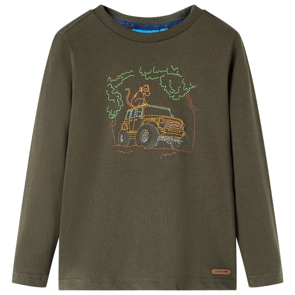 Kids' T-shirt with Long Sleeves Khaki 128 - Sid & Sam