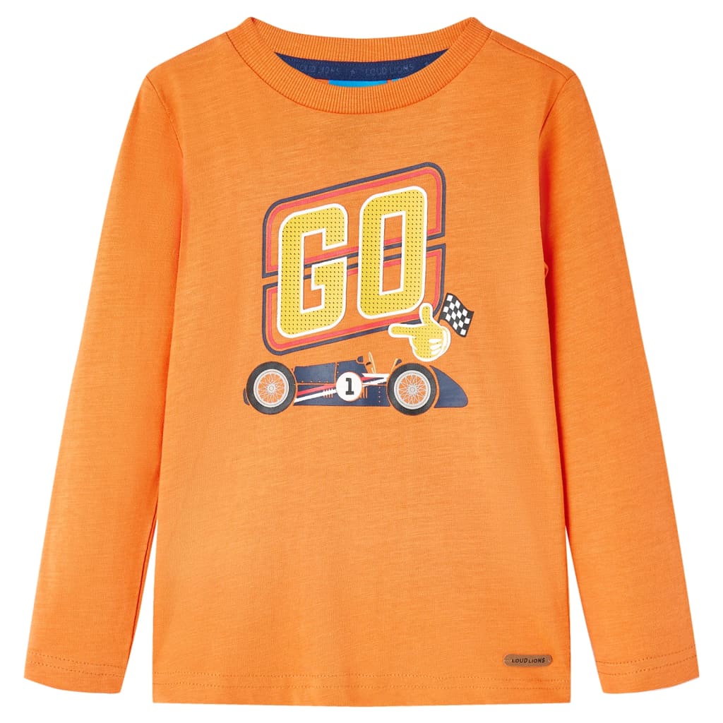Kids' T-shirt with Long Sleeves Dark Orange 128 - Sid & Sam