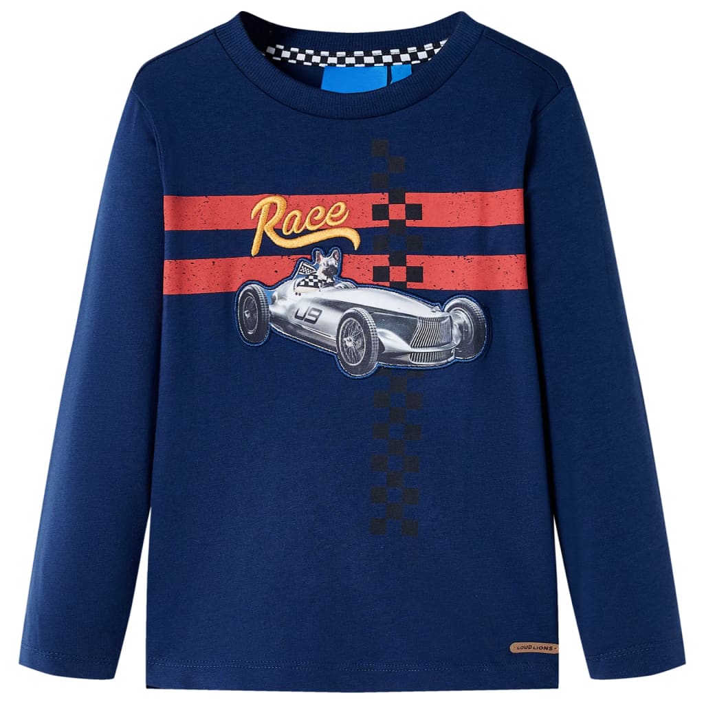 Kids' T-shirt with Long Sleeves Navy 116 - Millennium Furniture