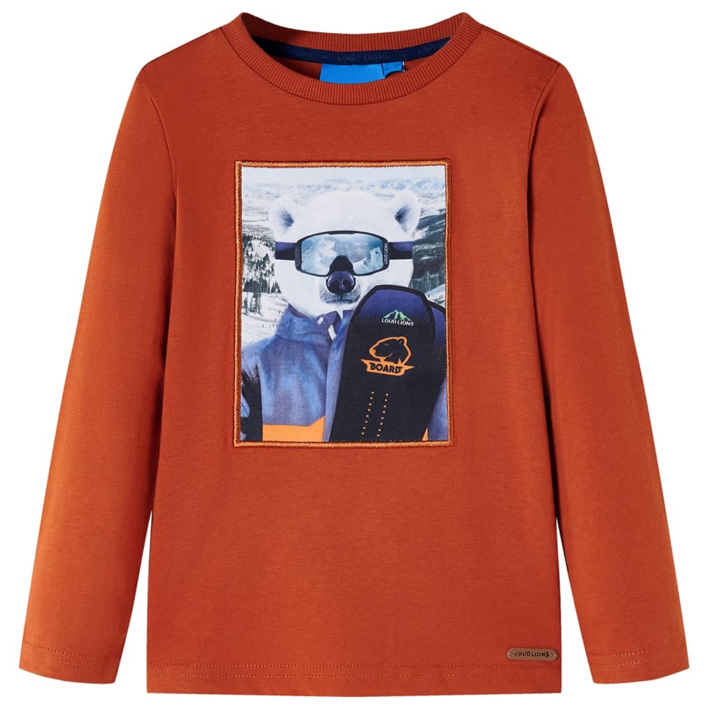 Kids' T-shirt with Long Sleeves Light Rust 140 - Sid & Sam