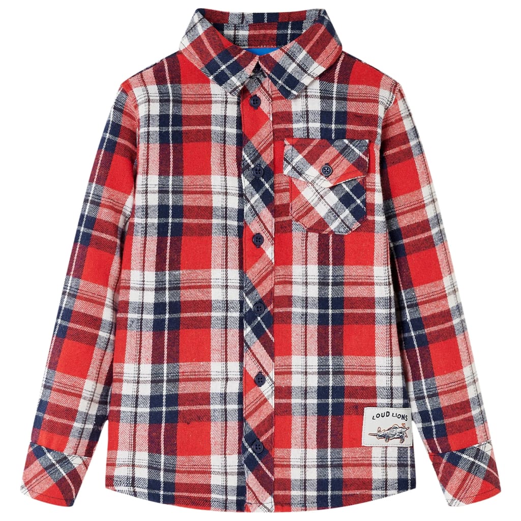 Kids' Plaid Shirt Red and Navy 104 - Discount Dealers