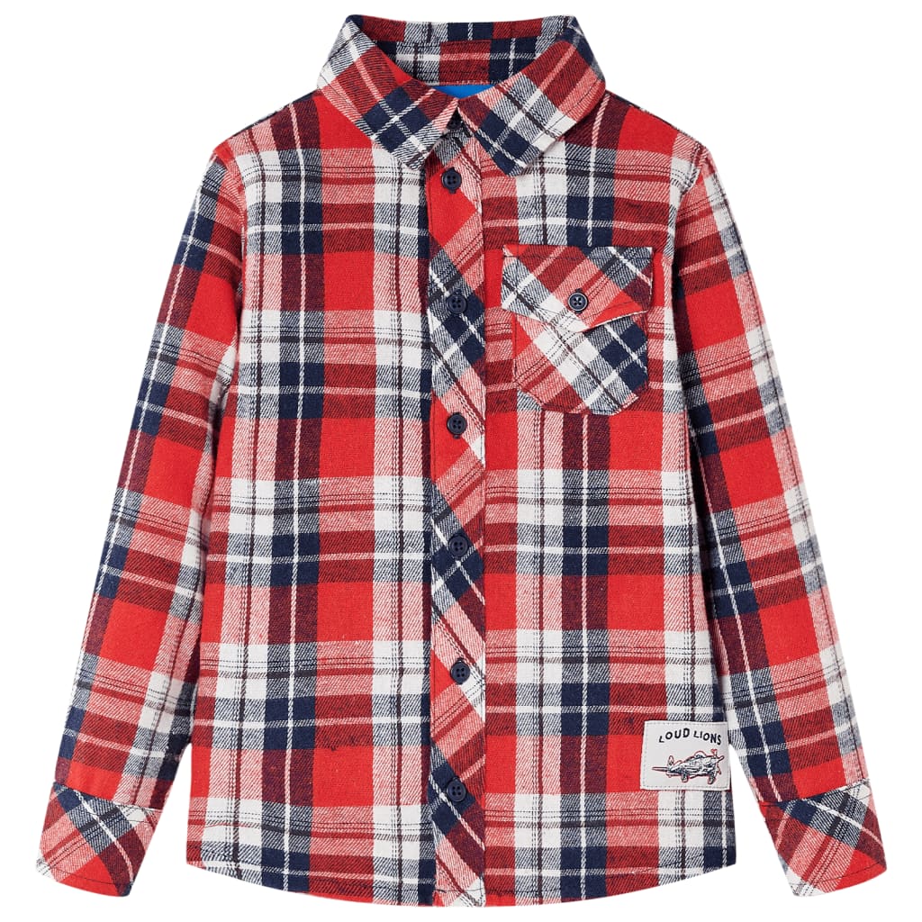 Kids' Plaid Shirt Red and Navy 116 - All Things Good