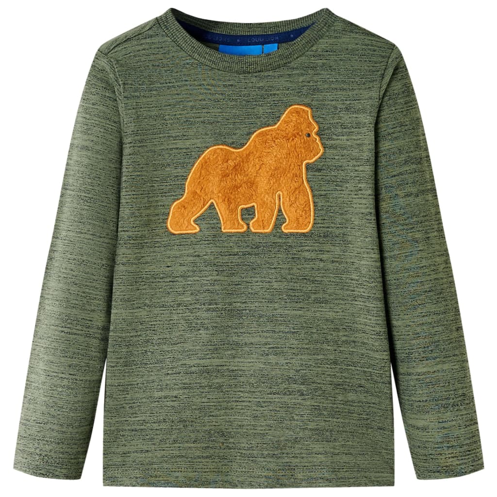 Kids' T-shirt with Long Sleeves Khaki Melange 104 - Millennium Furniture