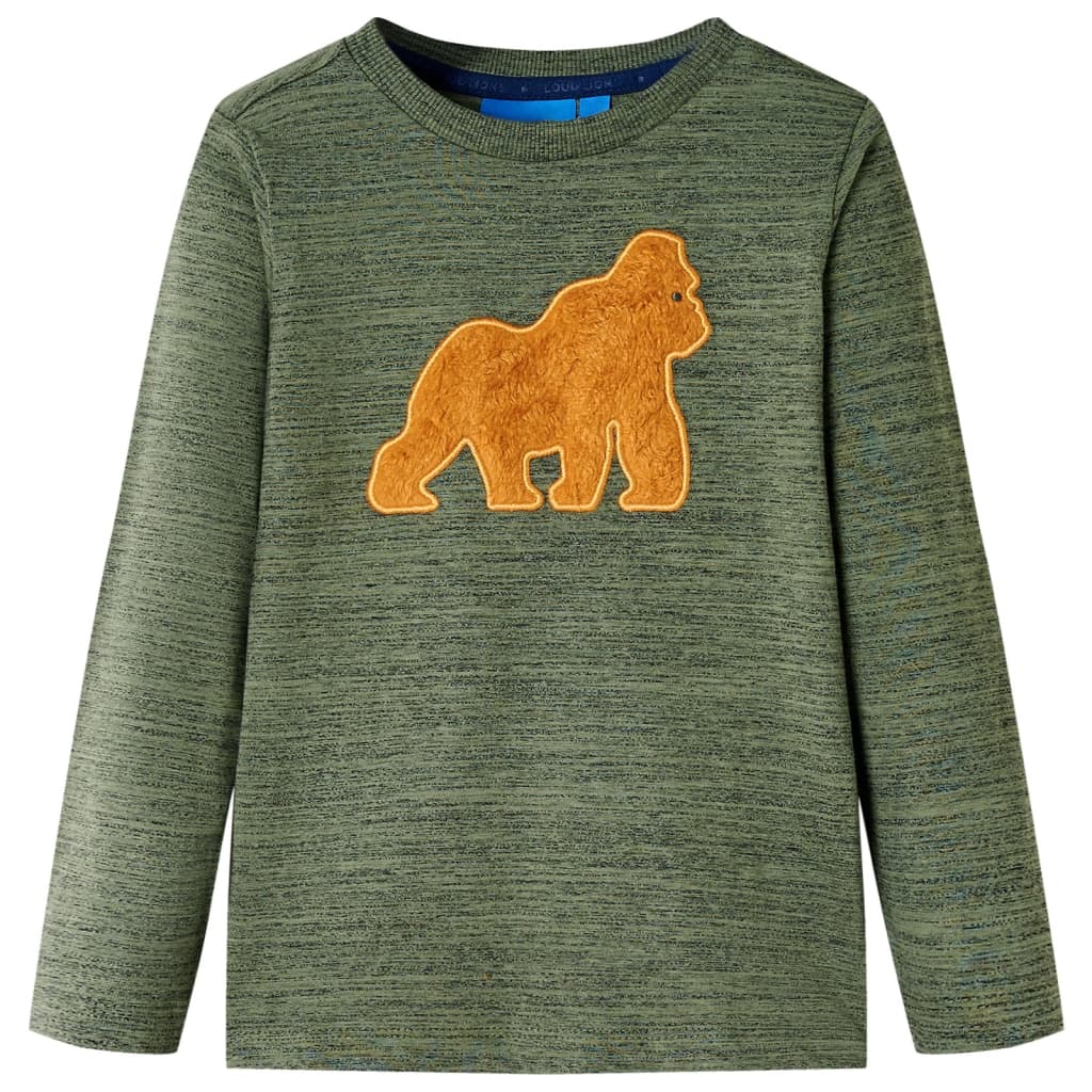 Kids' T-shirt with Long Sleeves Khaki Melange 128 - Millennium Furniture