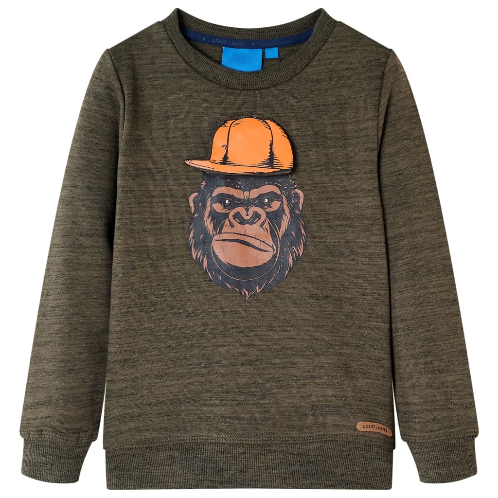 Kids' Sweatshirt Dark Khaki Melange 104 - vid-13205 - Merkel Designers