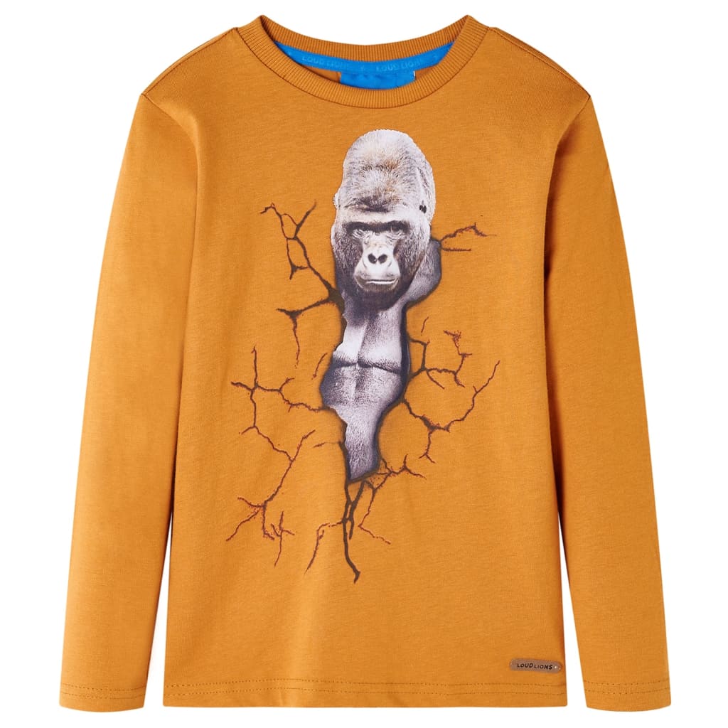 Kids' T-shirt with Long Sleeves Dark Ochre 104 - Discount Dealers