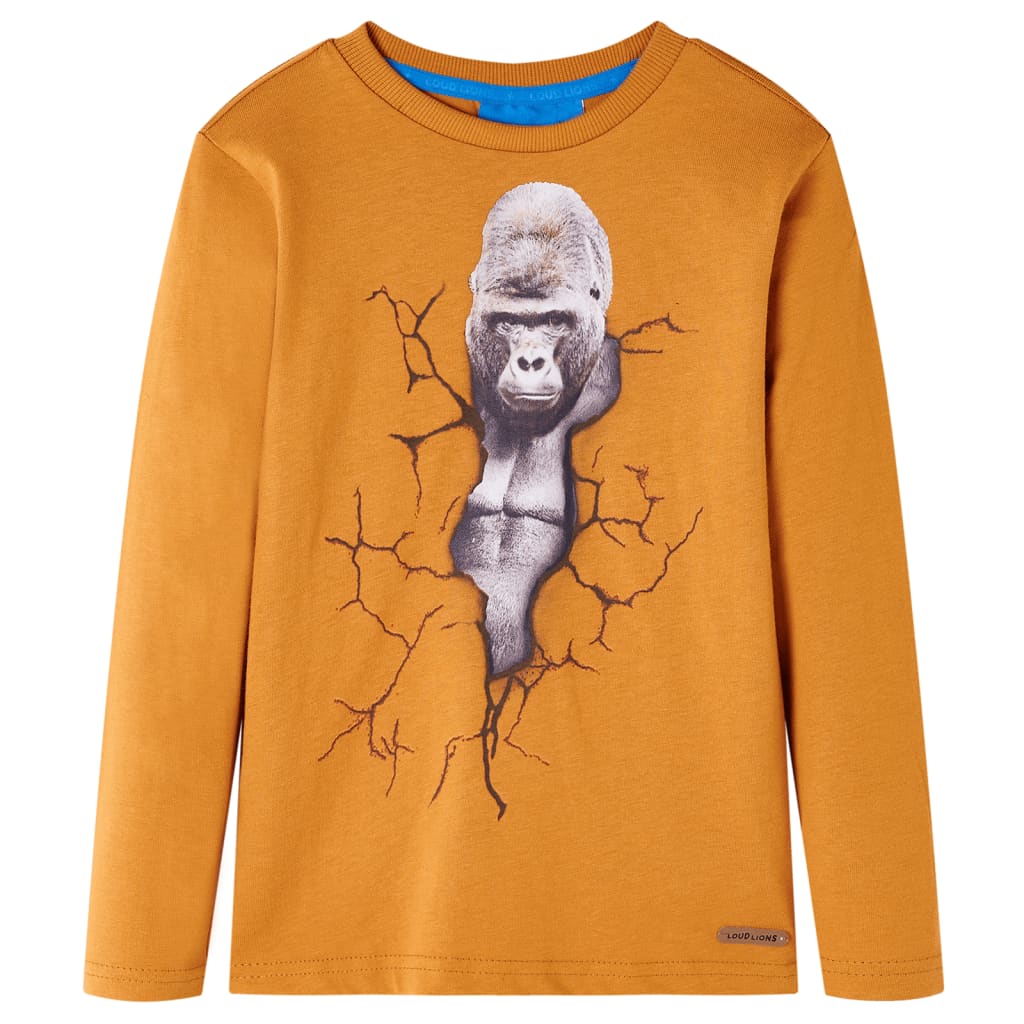 Kids' T-shirt with Long Sleeves Dark Ochre 116 - Millennium Furniture