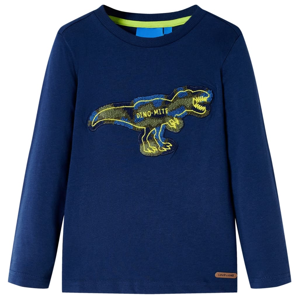 Kids' T-shirt with Long Sleeves Navy 116 - Millennium Furniture
