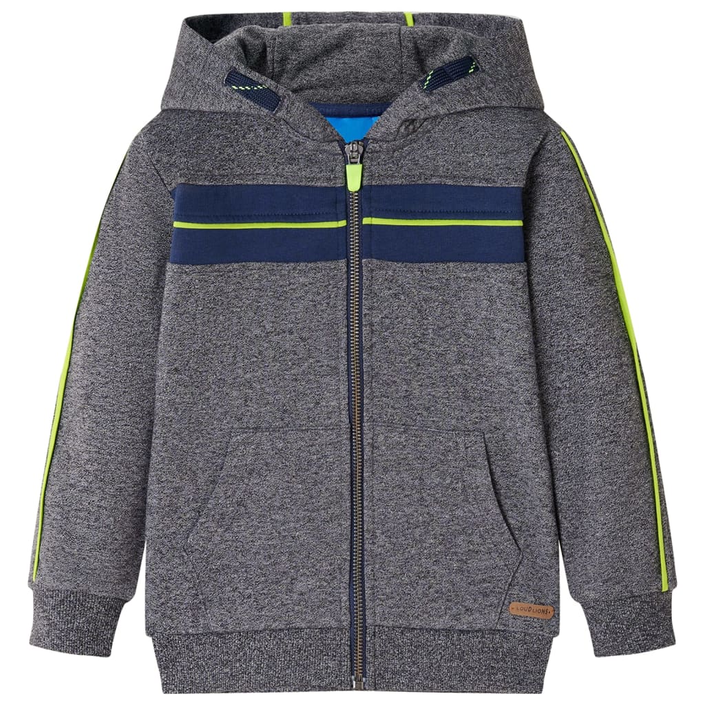 Kids' Hooded Sweatshirt with Zip Grey Melange 92 - Style and Chic