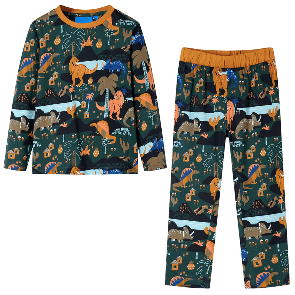 Kids' Pyjamas with Long Sleeves Dark Green 116 - Millennium Furniture