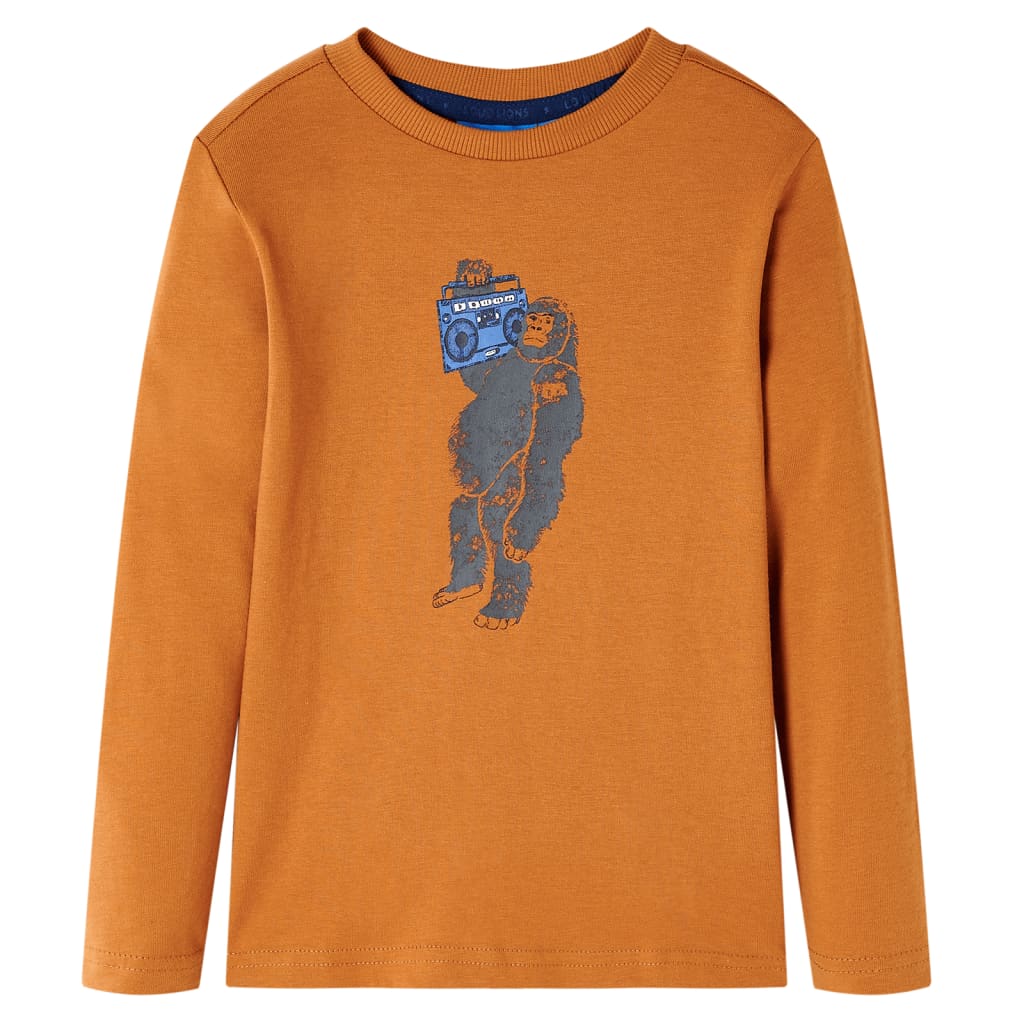 Kids' T-shirt with Long Sleeves Dark Ochre 128 - Millennium Furniture