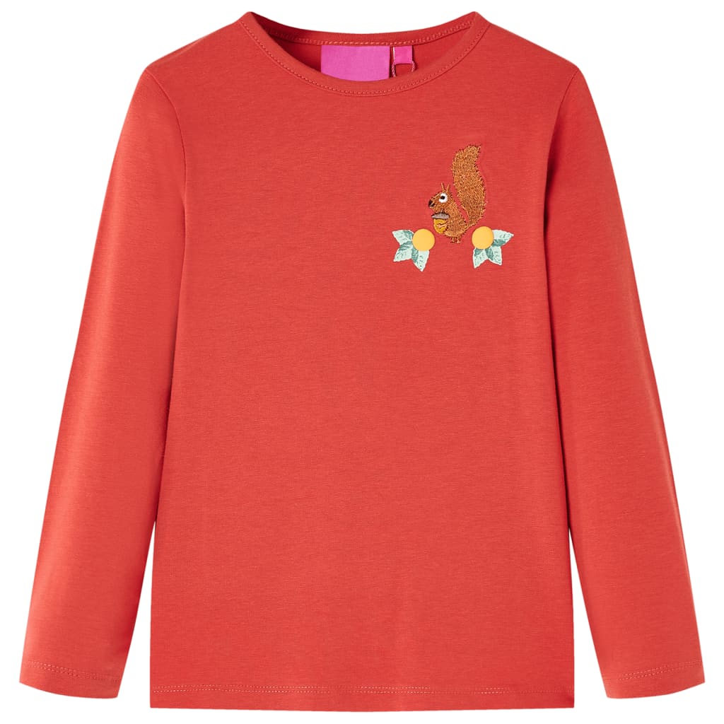 Kids' T-shirt with Long Sleeves Burnt Red 128 - Sid & Sam