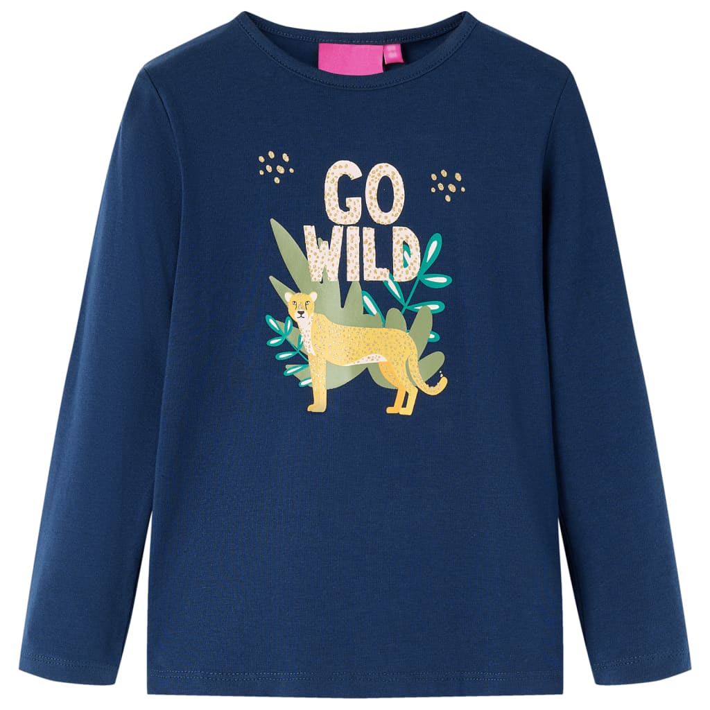 Kids' T-shirt with Long Sleeves Navy Blue 128 - Merlin Deals
