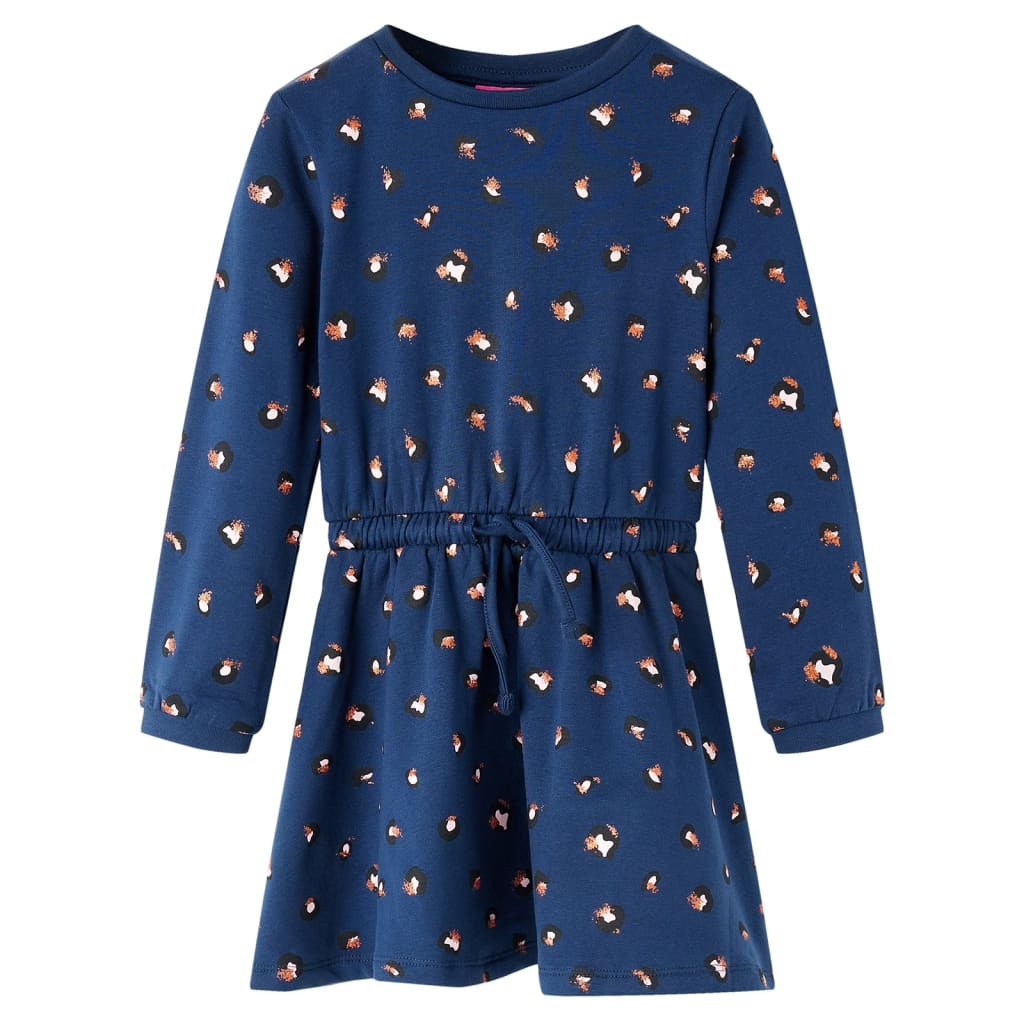 Kids' Dress with Long Sleeves Navy Blue 140 - Direct Imports