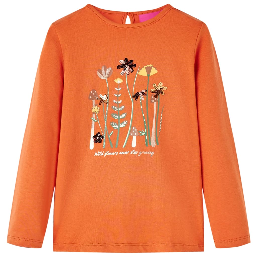 Kids' T-shirt with Long Sleeves Burnt Orange 104 - Discount Dealers