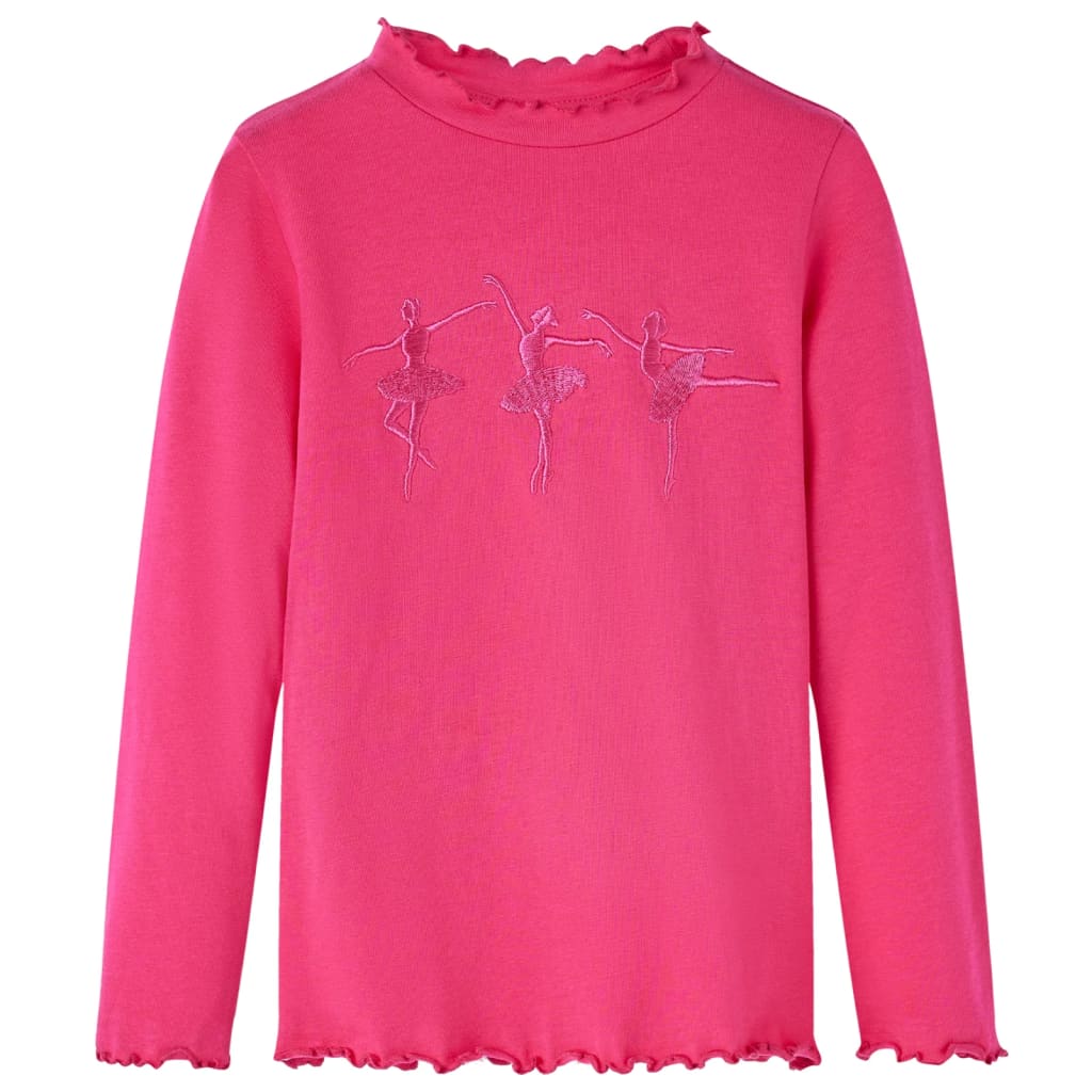 Kids' T-shirt with Long Sleeves Bright Pink 116 - Discount Dealers