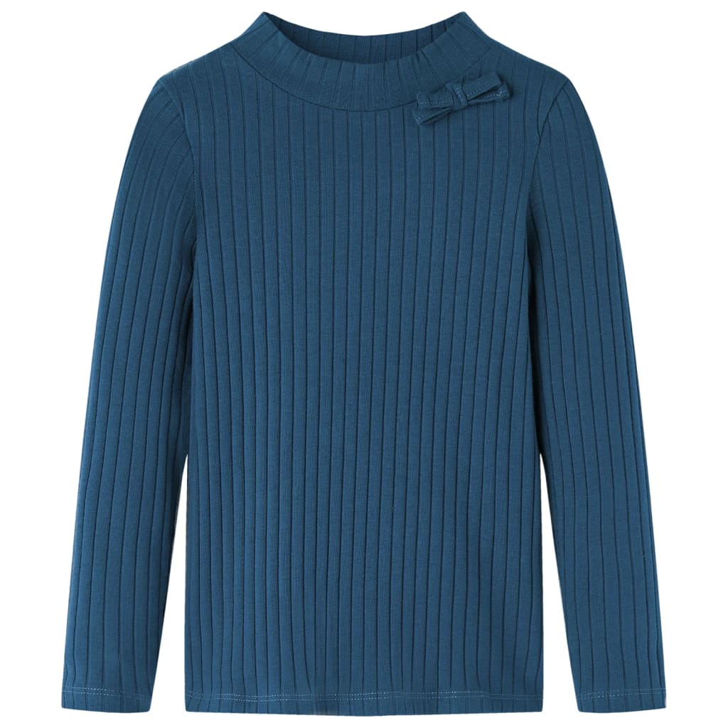 Kids' T-shirt with Long Sleeves Rib-knit Navy Blue 104 - Decor Base