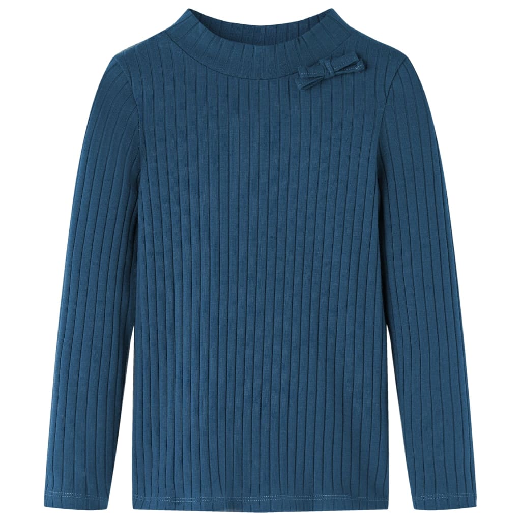 Kids' T-shirt with Long Sleeves Rib-knit Navy Blue 128 - Sid & Sam