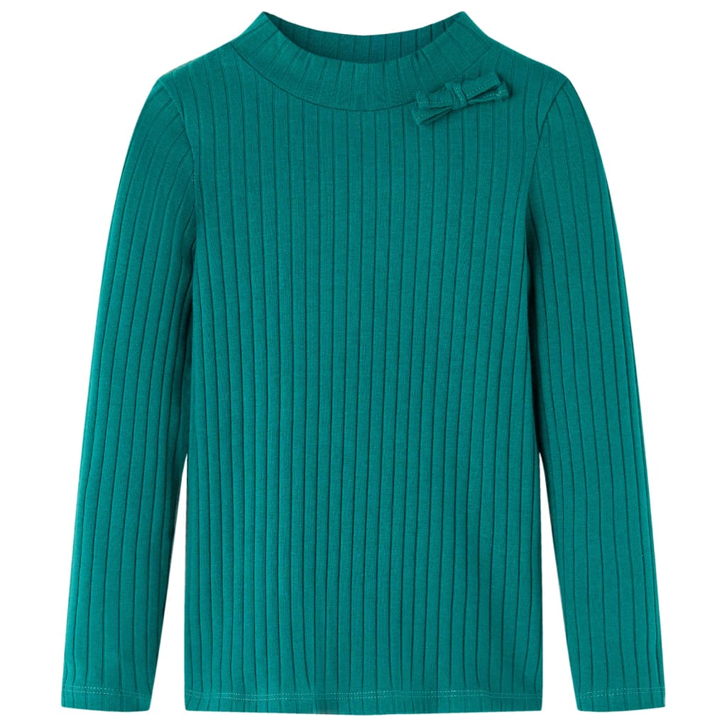Kids' T-shirt with Long Sleeves Rib-knit Dark Green 116 - Sid & Sam