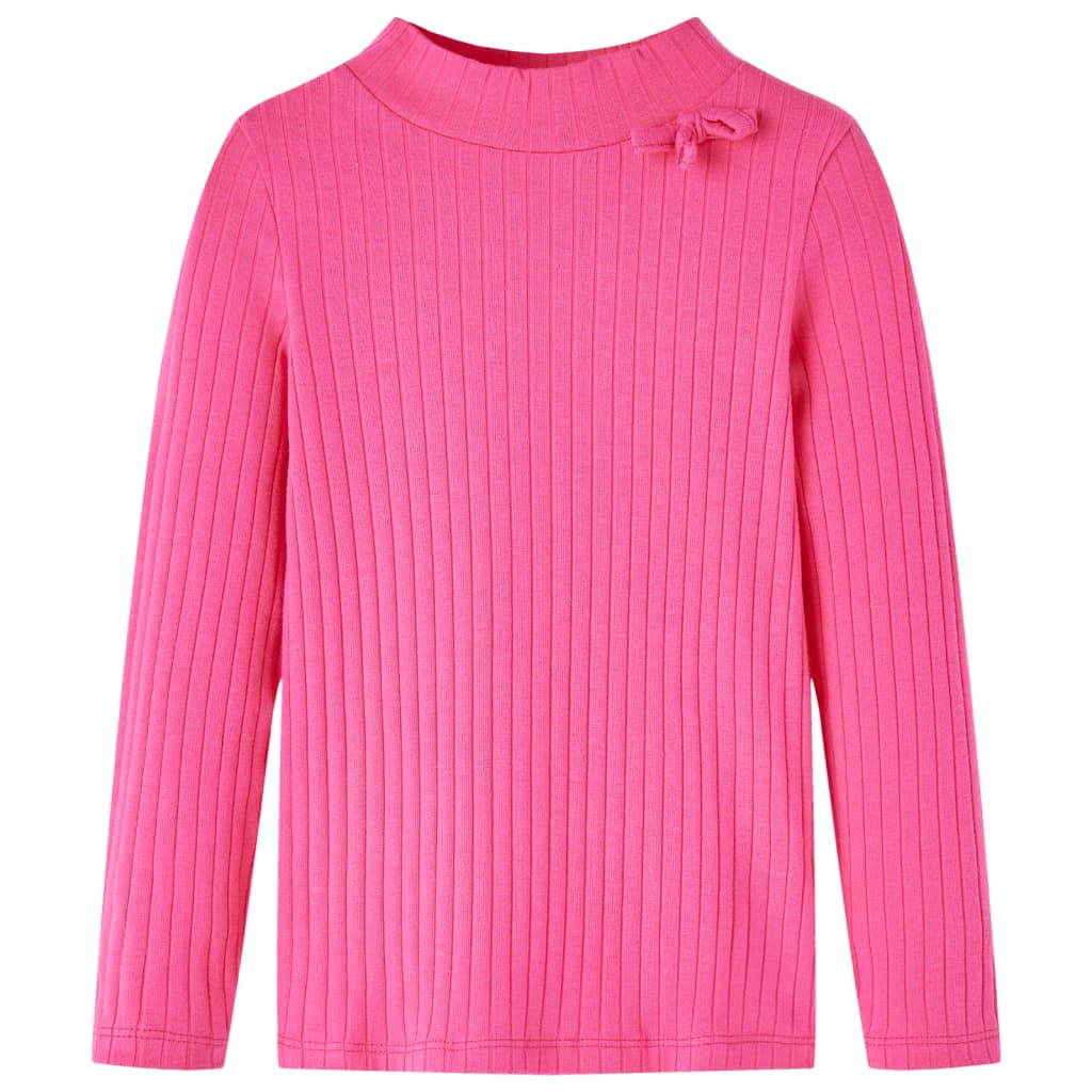 Kids' T-shirt with Long Sleeves Rib-knit Bright Pink 128 - Discount Dealers