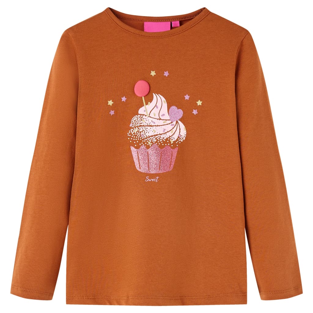 Kids' T-shirt with Long Sleeves Cognac 116 - All Things Good