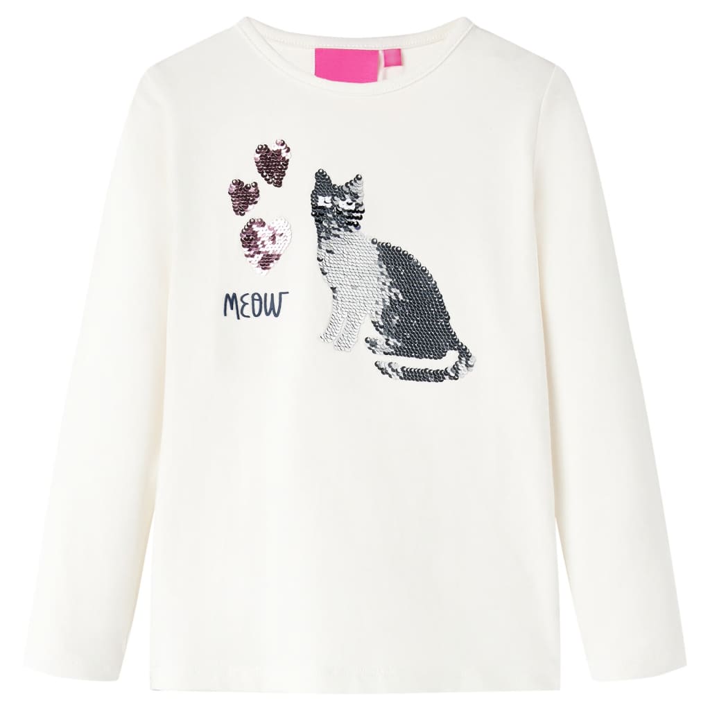 Kids' T-shirt with Long Sleeves Ecru 128 - Discount Dealers