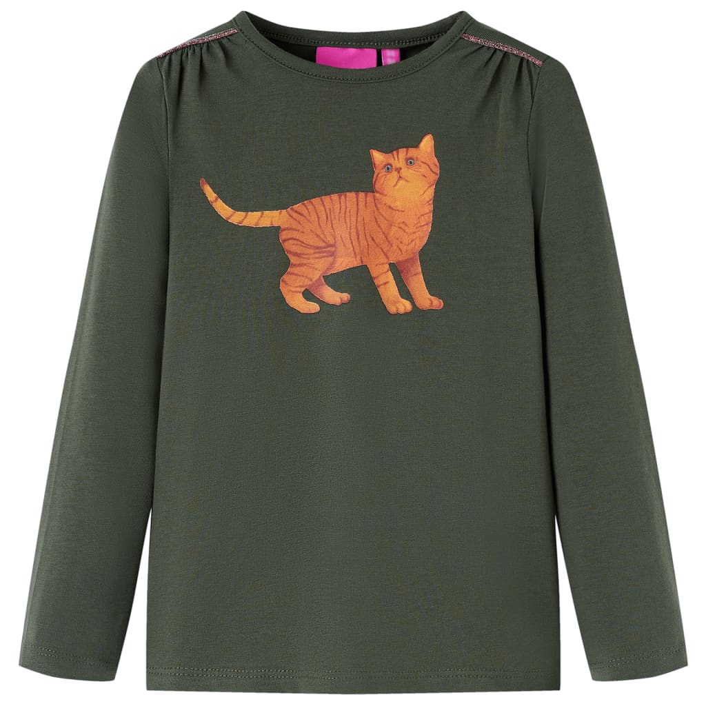 Kids' T-shirt with Long Sleeves Khaki 128 - Discount Dealers