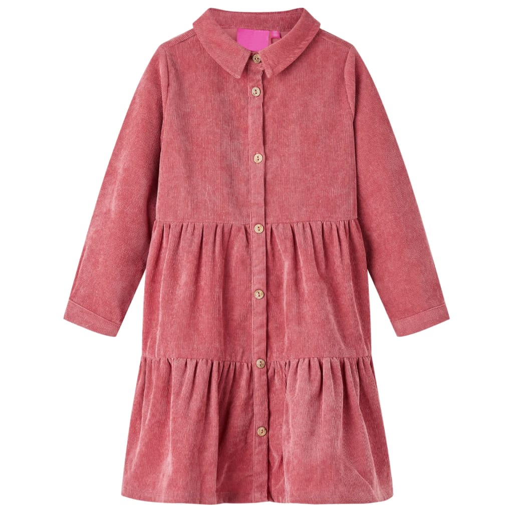 Kids' Dress with Long Sleeves Corduroy Old Pink 104 - Sid & Sam