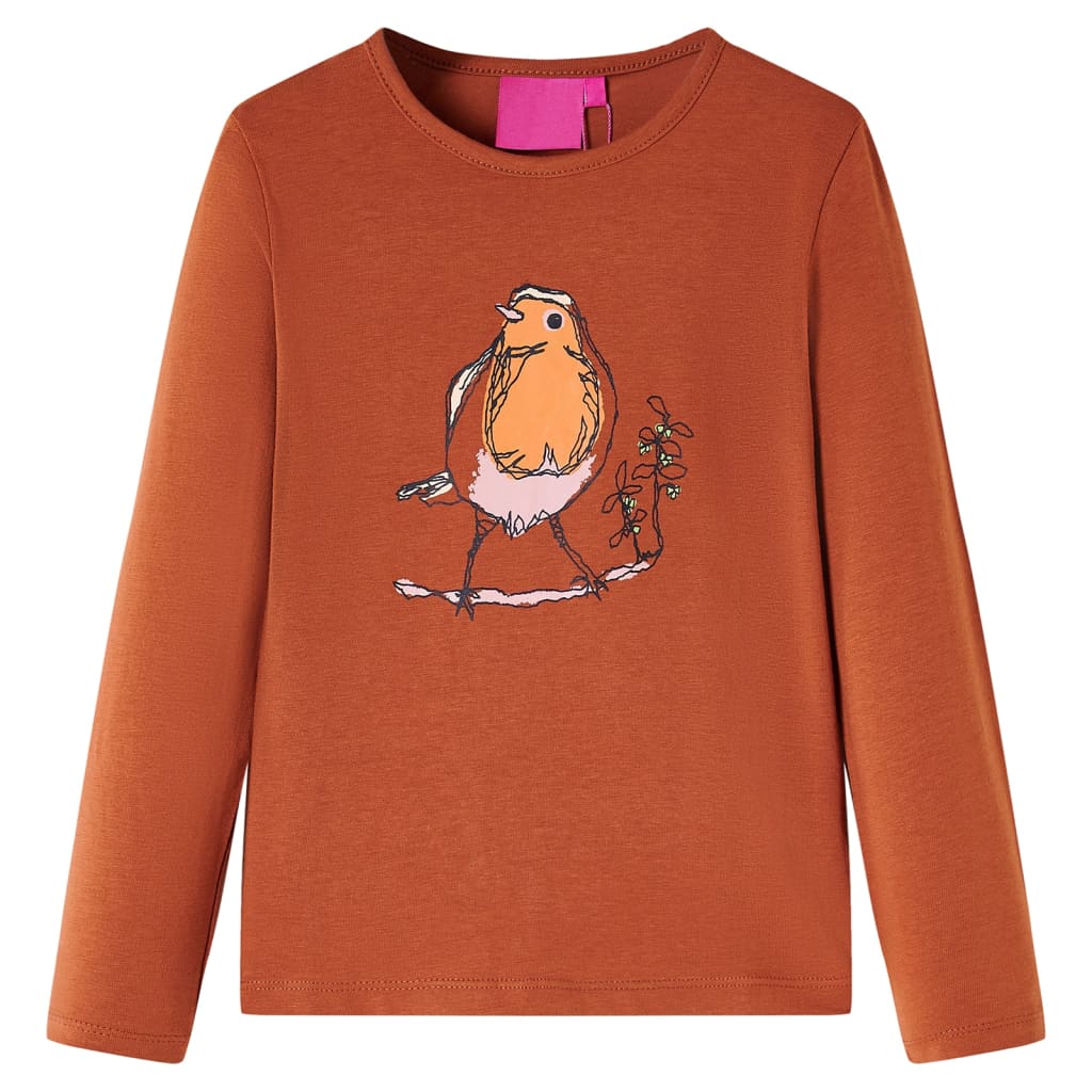 Kids' T-shirt with Long Sleeves Cognac 116 - vid-14341 - Merkel Designers