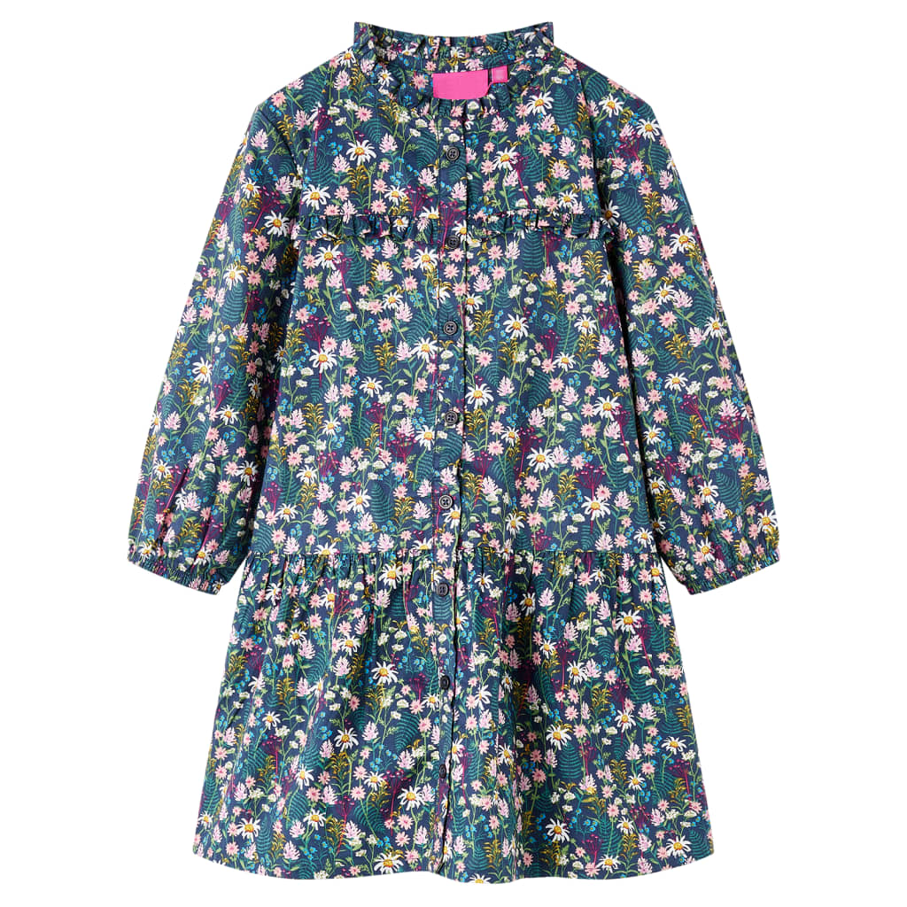 Kids' Dress with Long Sleeves Dark Blue 116 - All Things Good