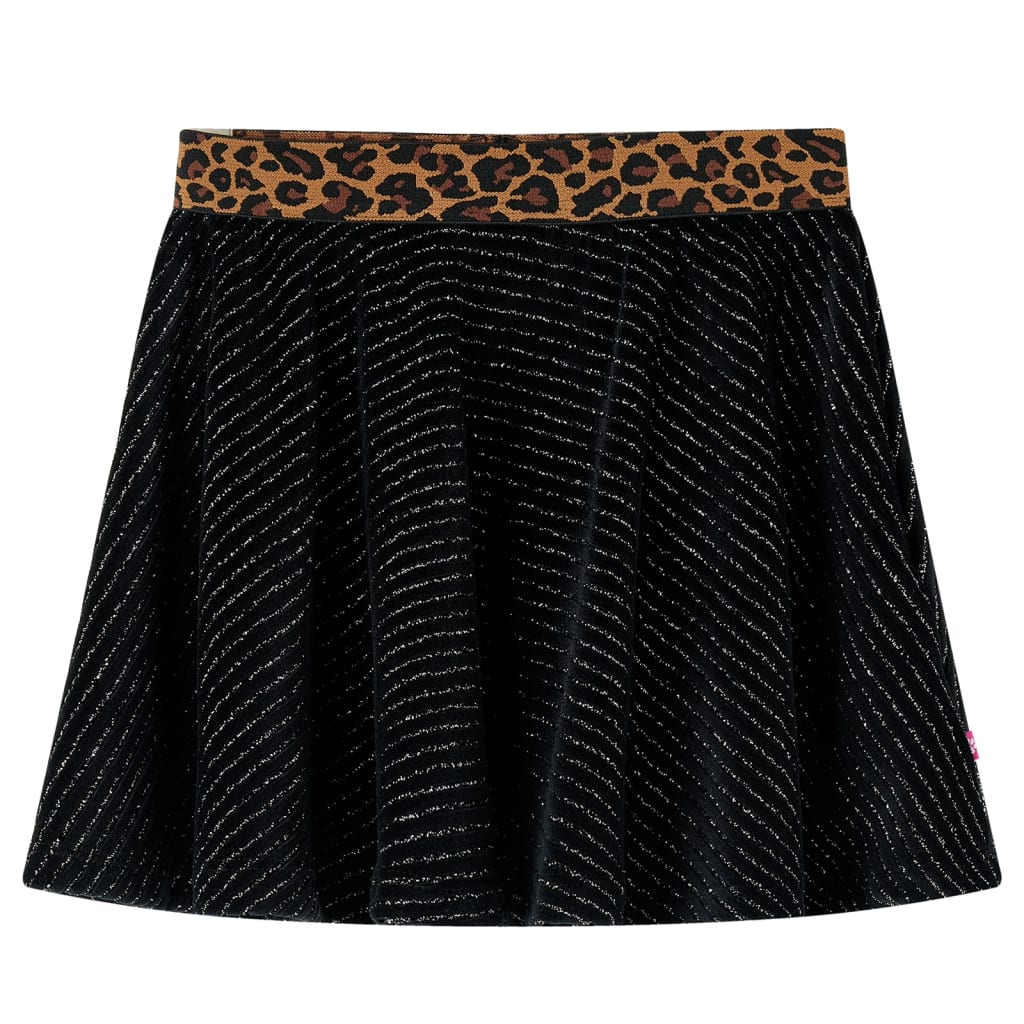 Kids' Skirt with Leopard Waistband Black 128 - Sid & Sam