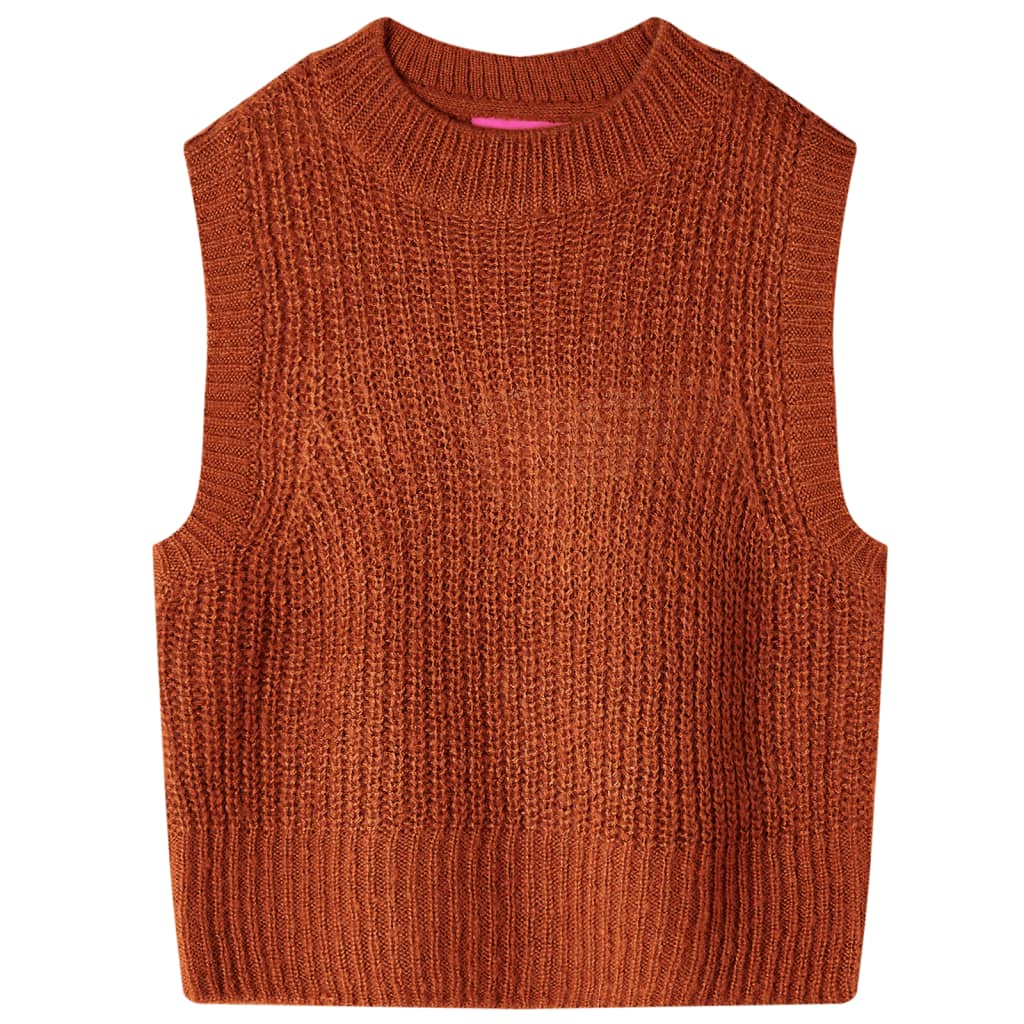 Kids' Sweater Vest Knitted Cognac 128 - Direct Imports