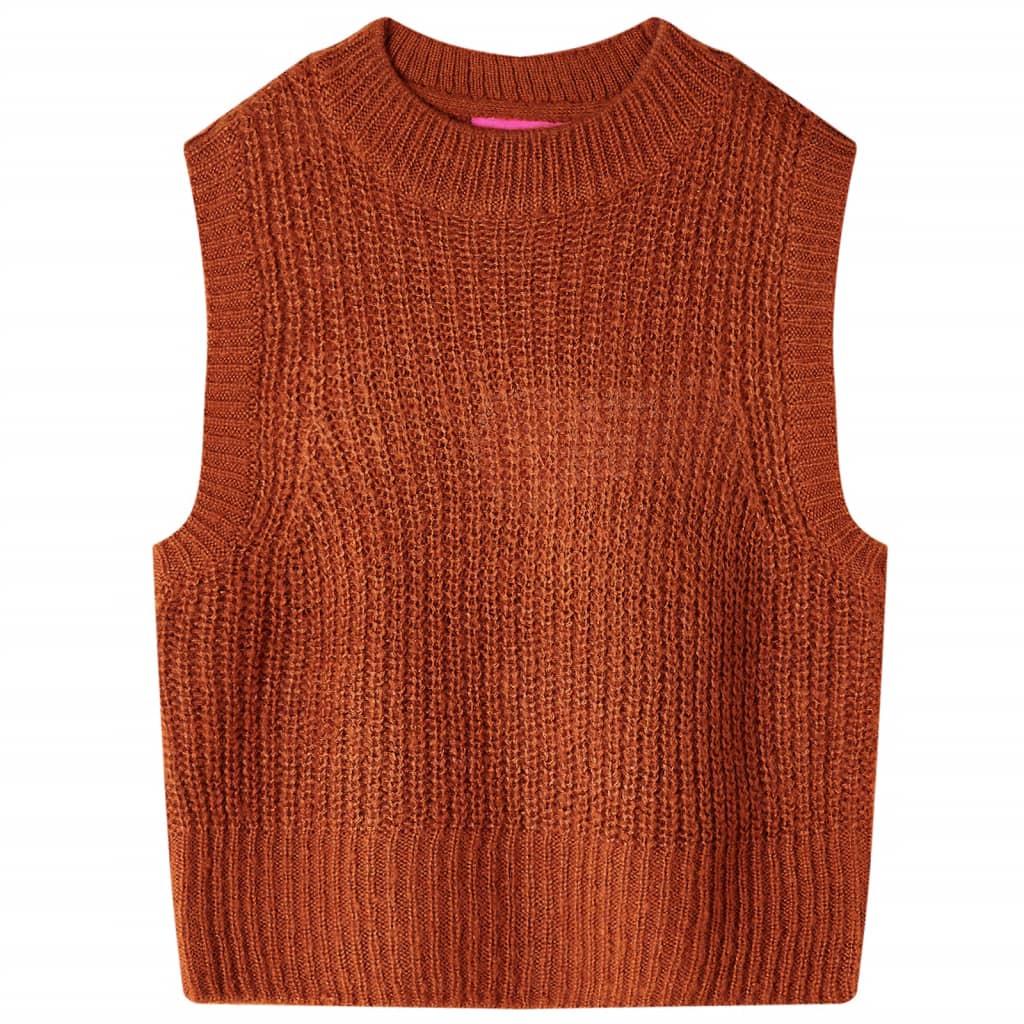Kids' Sweater Vest Knitted Cognac 140 - Discount Dealers