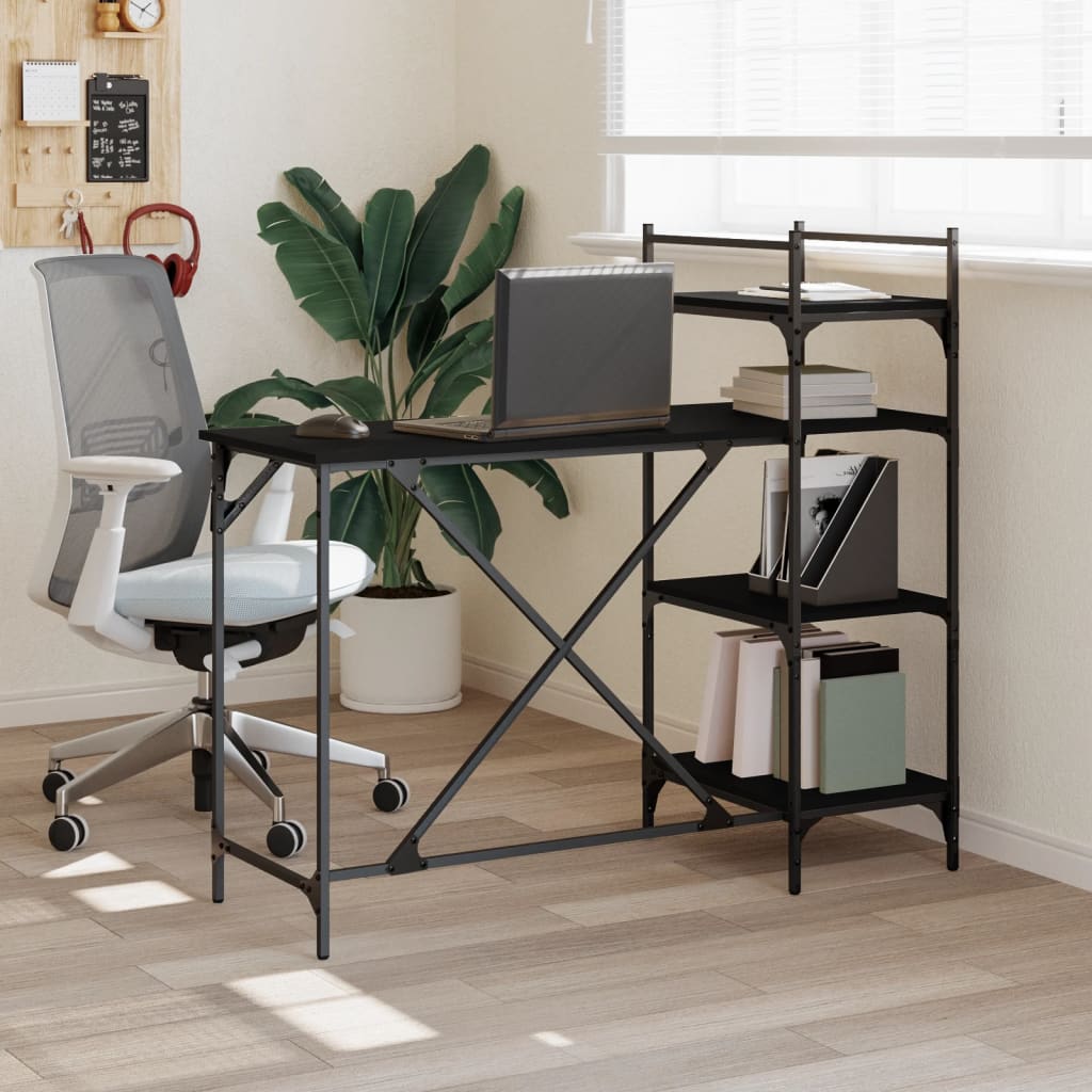 Computer Desk with Shelves Black 120x47x109 cm - Merlin Deals