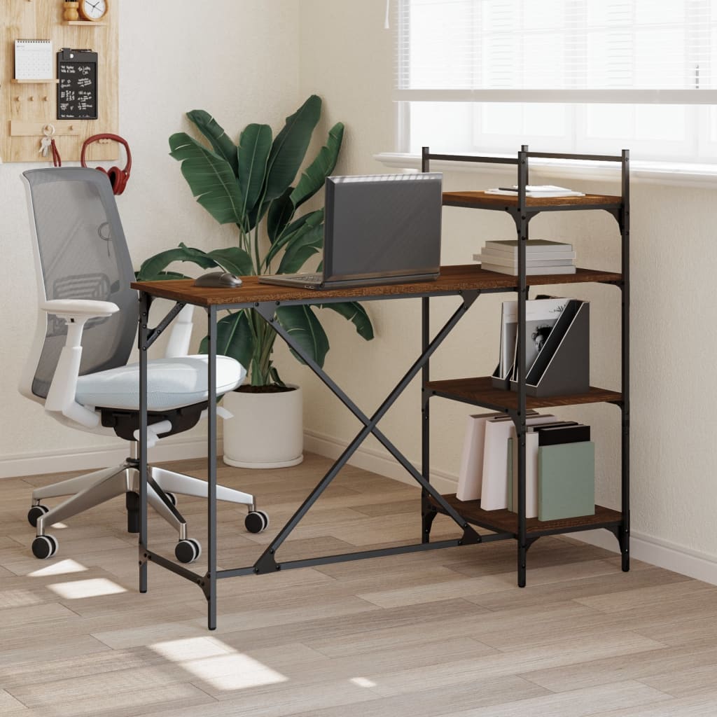 Computer Desk with Shelves Brown Oak 120x47x109 cm - Casper Homes
