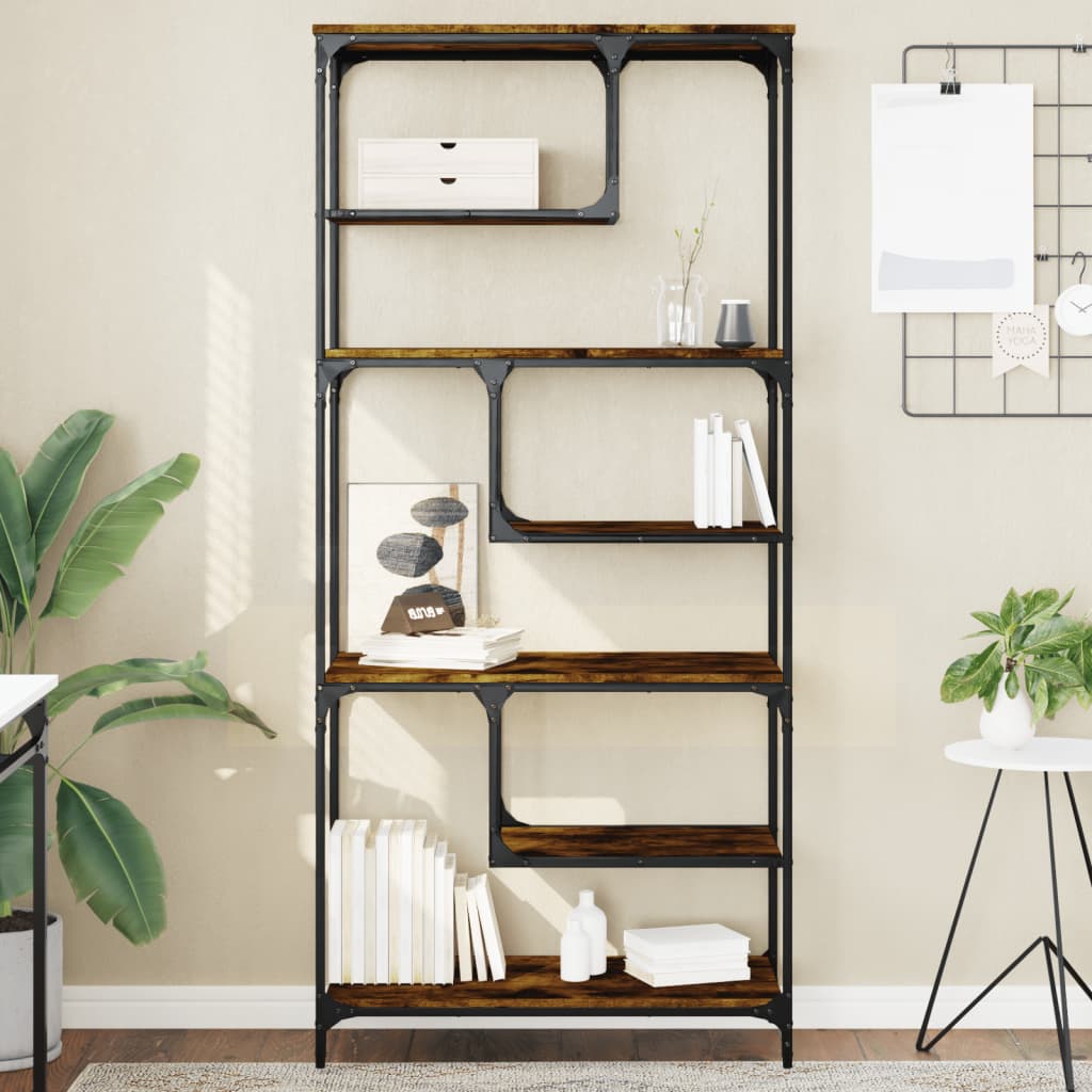 Bookcase Smoked Oak 81x36x176 cm Engineered Wood - Millennium Furniture