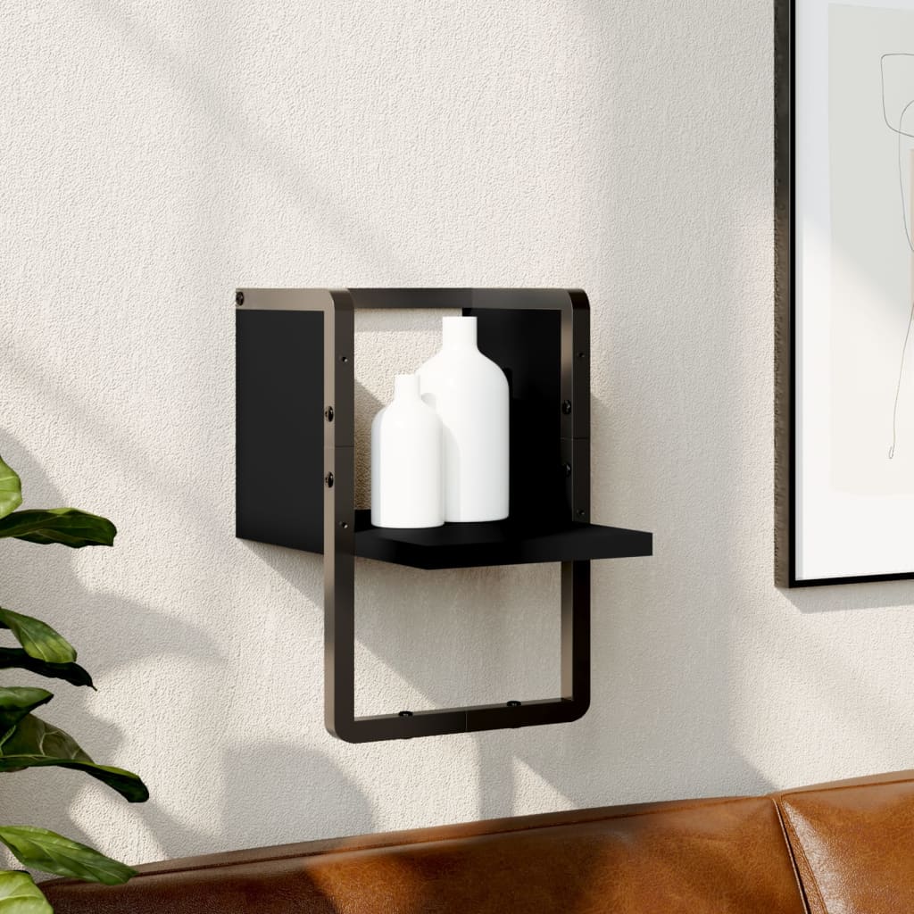 Wall Shelf with Bar Black 20x25x30 cm - Tyrell & Tyrell