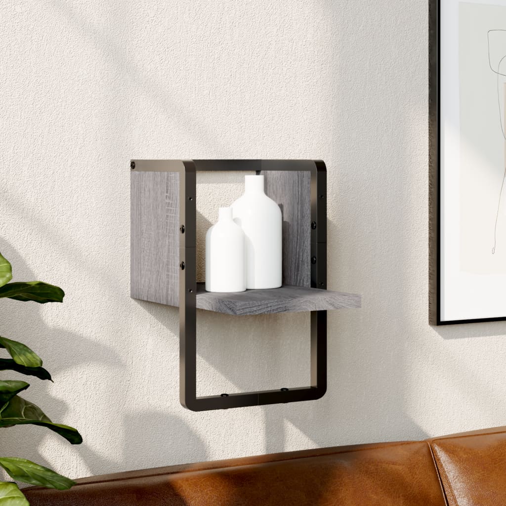 Wall Shelf with Bar Grey Sonoma 20x25x30 cm - Casper Homes