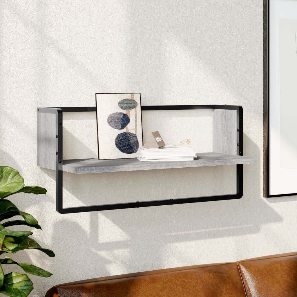 Wall Shelf with Bar Grey Sonoma 65x25x30 cm - Sid & Sam