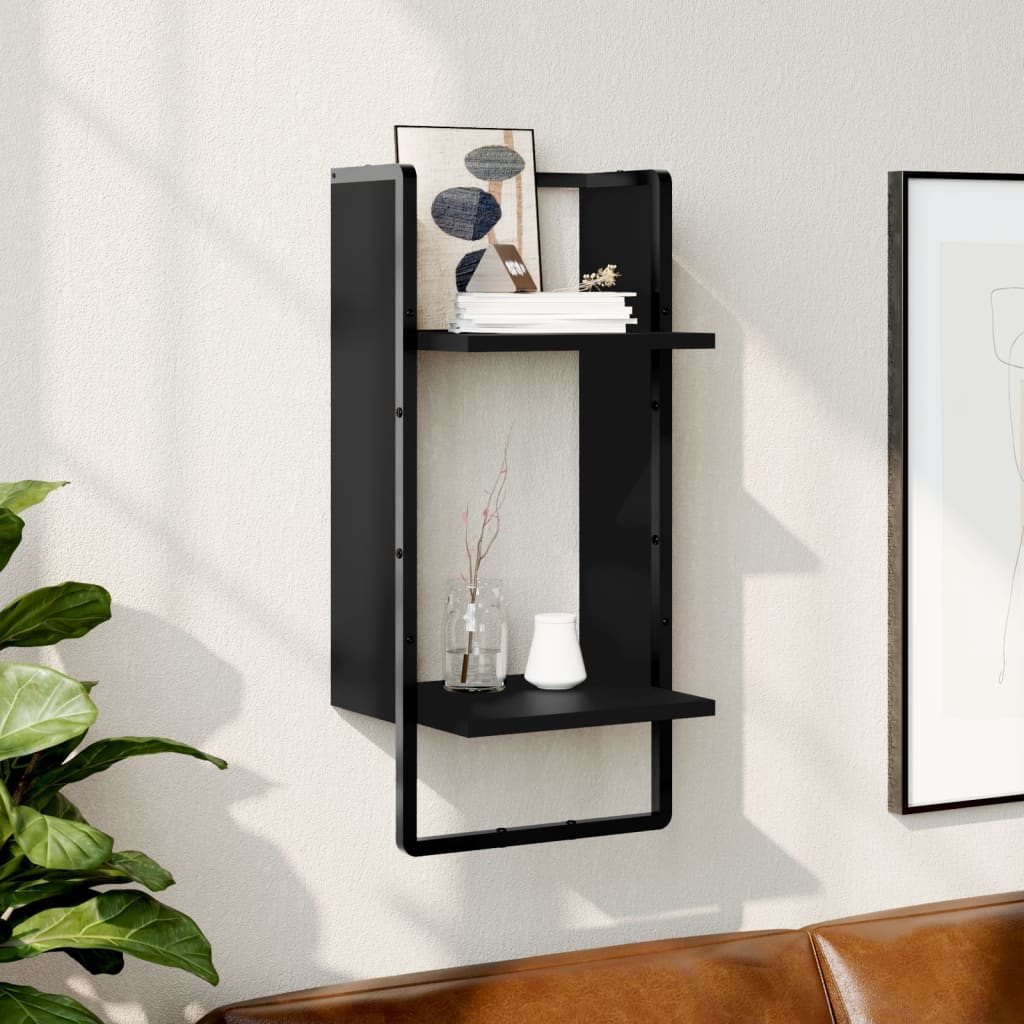 Wall Shelf with Bar Black 30x25x65 cm - Merkel Designers