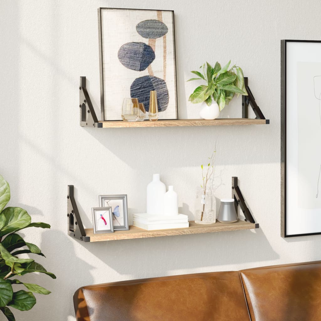 Wall Shelves 2 pcs Sonoma Oak 60x15x15.5 cm - All Things Good