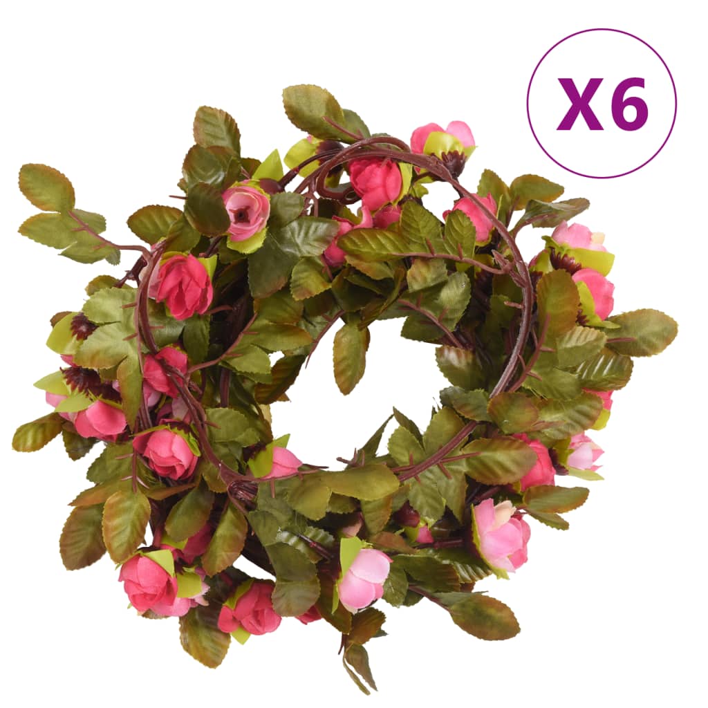 Geile Christmas Flower Garlands 6 pcs Rose 215cm - Direct Imports