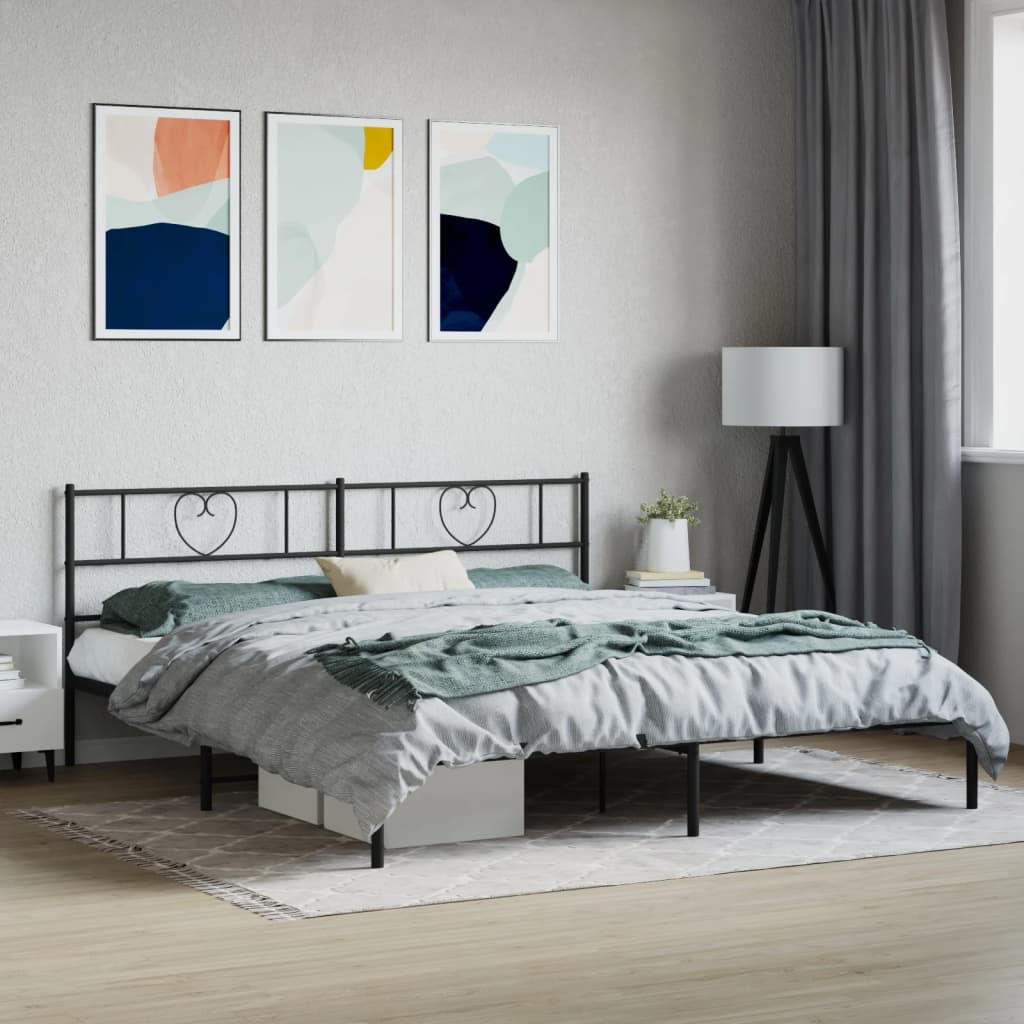 Metal Bed Frame with Headboard Black 180x200 cm Super King - Discount Dealers