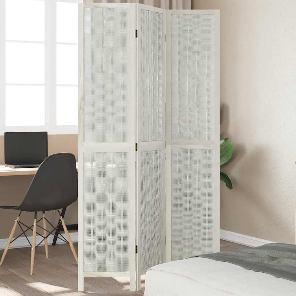 Room Divider 3 Panels White Solid Wood Paulownia - vid-358671 - Charlotte Dunes