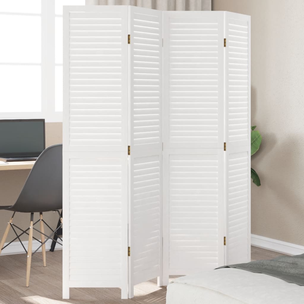 Room DividerÂ 4 Panels White Solid Wood Paulownia - All Things Good