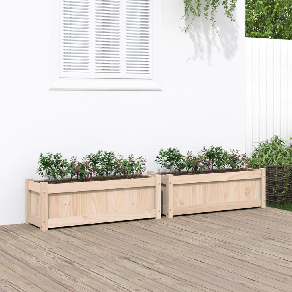 Garden Planters 2 pcs Solid Wood Pine - Discount Dealers