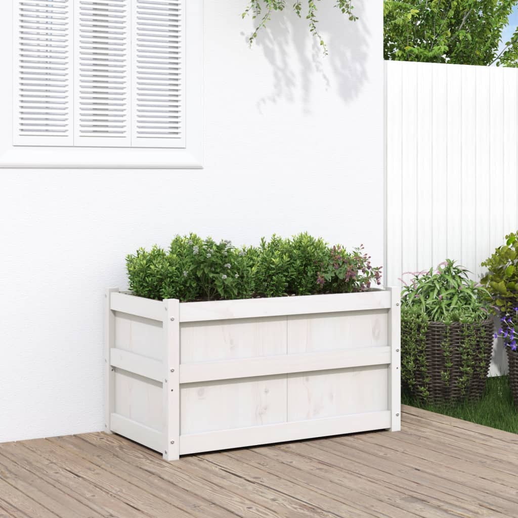 Garden Planter White 90x50x50 cm Solid Wood Pine - Sid & Sam