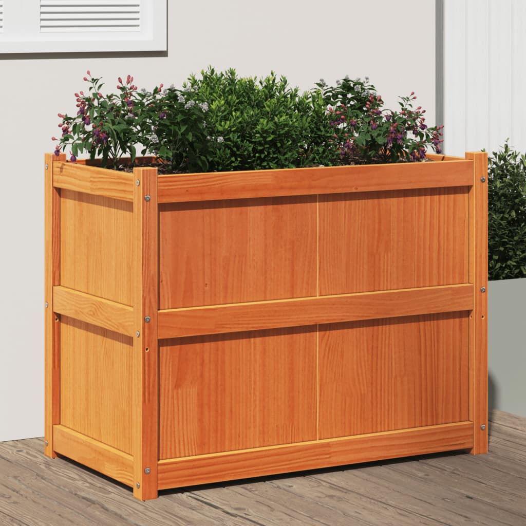 Garden Planter Wax Brown 90x50x70 cm Solid Wood Pine - Casper Homes