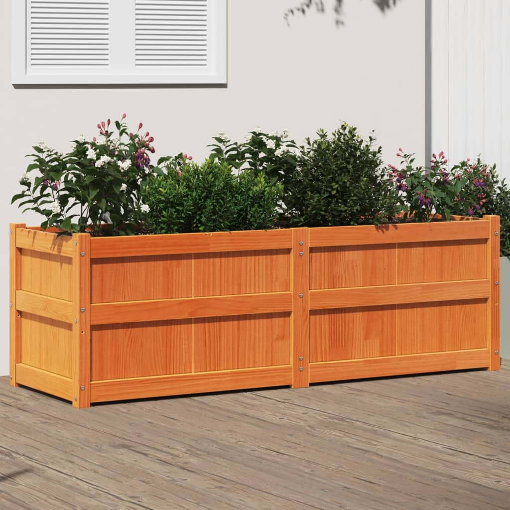 Garden Planter Wax Brown 150x50x50 cm Solid Wood Pine - Casper Homes