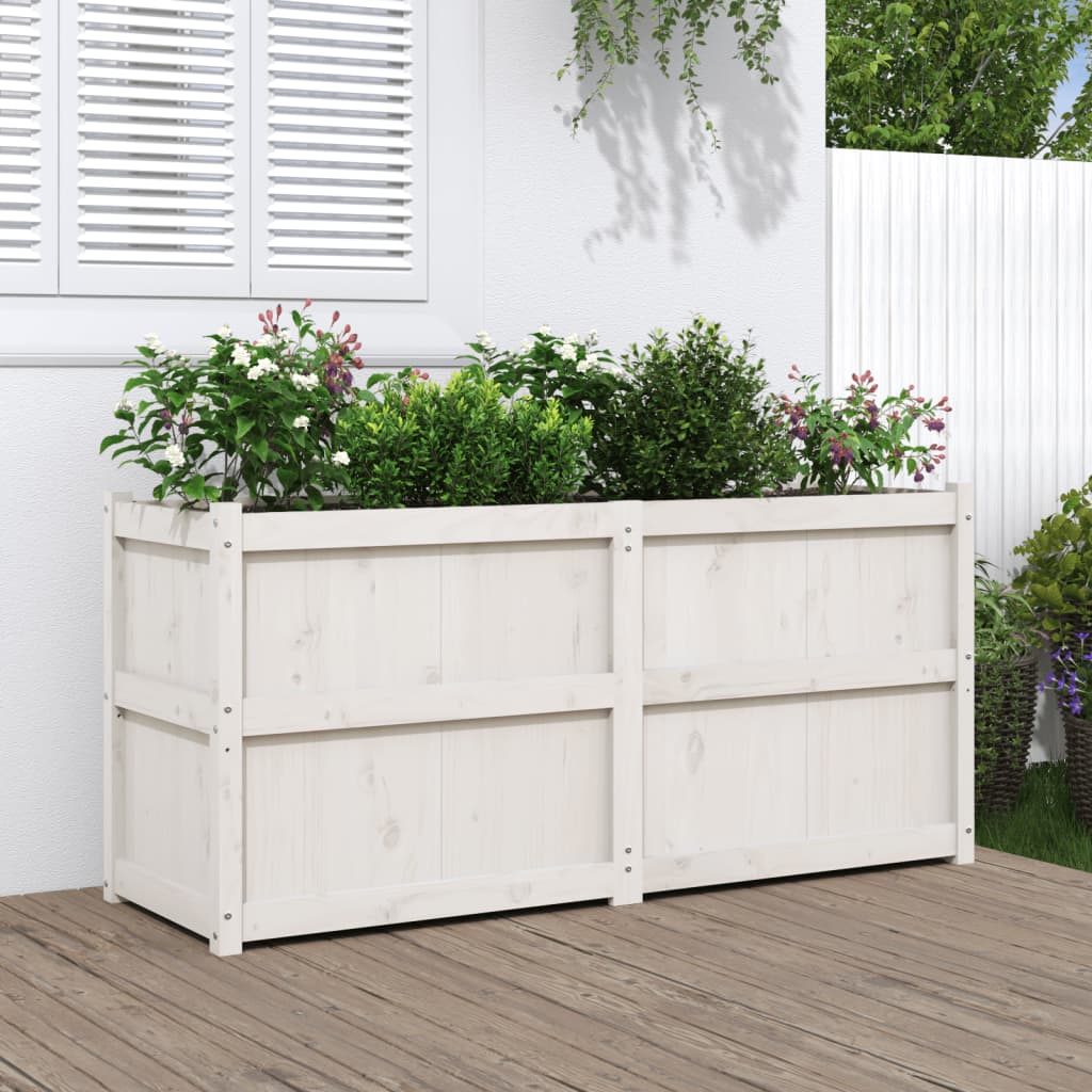 Garden Planter White 150x50x70 cm Solid Wood Pine - Style and Chic